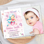 Invitación Pink Cloud Mermaid Birthday Invitations with photo<br><div class="desc">Pink Cloud Mermaid Birthday Invitations with photo</div>
