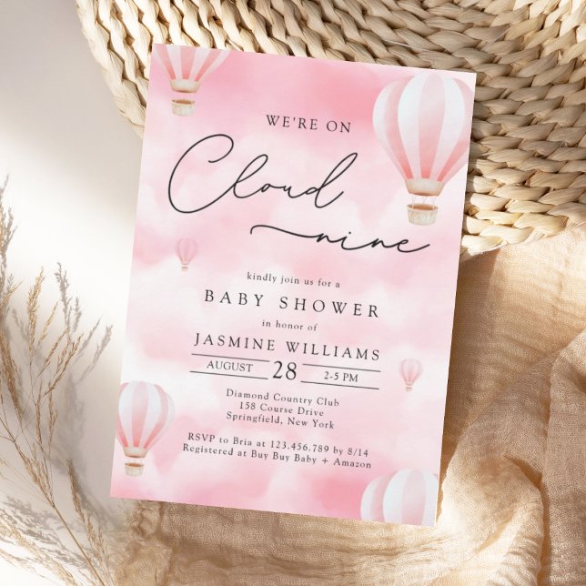 Invitación PinK Cloud Nueve Baby Shower (Subido por el creador)