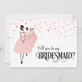 Invitación Pink Confetti Serás Mi Etnia De La Mujer De Novia