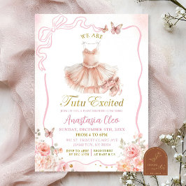 Invitación Pink Coquette Ballerina Tutu Floral Baby Shower