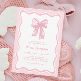 Invitación Pink Coquette Bow Baby Shower
