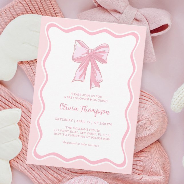 Invitación Pink Coquette Bow Baby Shower (Subido por el creador)