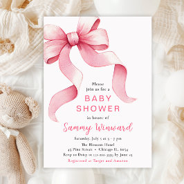 Invitación Pink Coquette Bow Baby Shower
