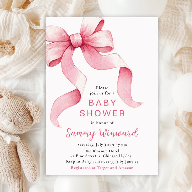 Invitación Pink Coquette Bow Baby Shower (Subido por el creador)