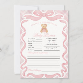 Invitación Pink Coquette Bow Bear Girl Advice for Baby Card