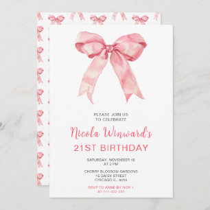 Invitación Pink Coquette Bow Birday Party