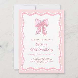 Invitación Pink Coquette Bow Birday Party