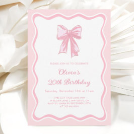 Invitación Pink Coquette Bow Birday Party
