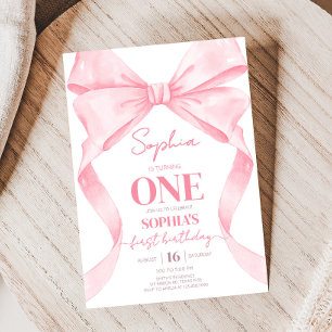 Invitación Pink Coquette Bow Birday Party