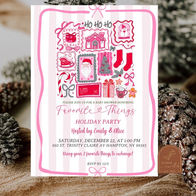 Invitación Pink Coquette Christmas Favorite Things Holiday (Subido por el creador)