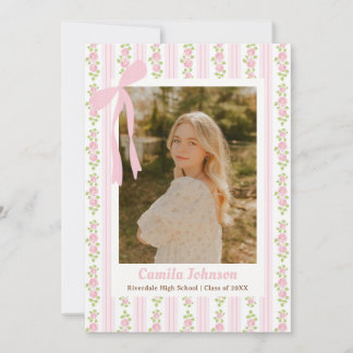 Invitación Pink Coquette Floral Graduation Invitation