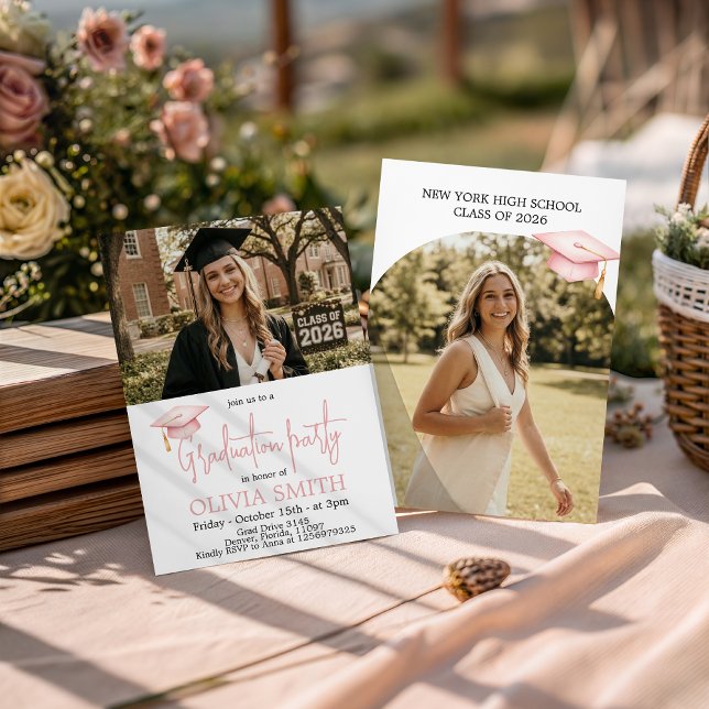 Invitación Pink Coquette Graduation Photo Invitation (Subido por el creador)