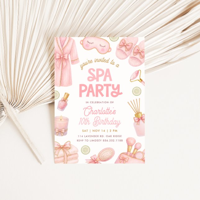 Invitación Pink Coquette Spa Party Birthday (Subido por el creador)