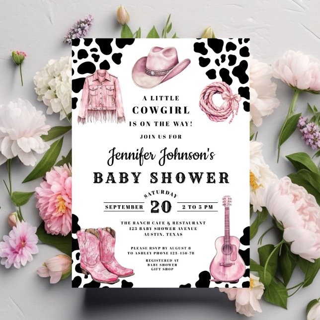 Invitación Pink Country Cowgirl Baby Shower (Pink Country Cowgirl Baby Shower Invitation)