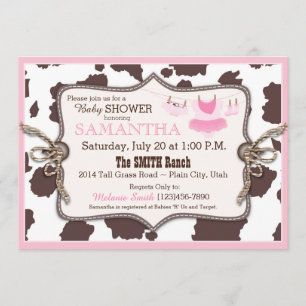 Invitación Pink Cowgirl Baby Shower Tutu