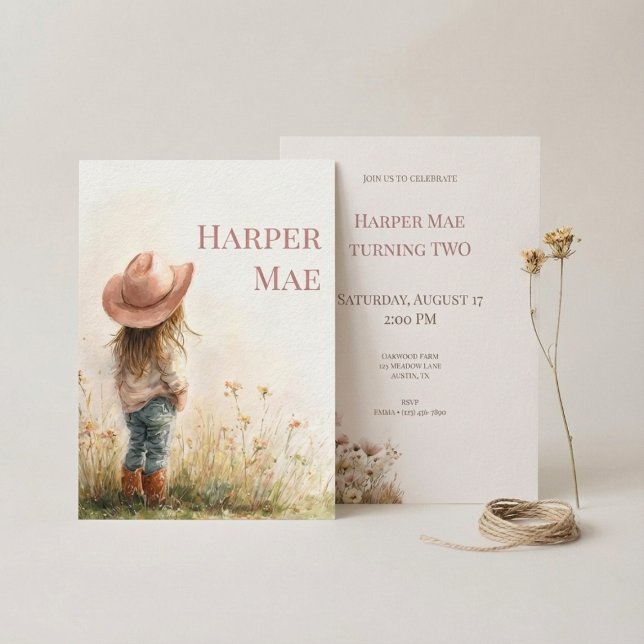 Invitación Pink Cowgirl Birthday Invitation | Farm Theme (Pink Cowgirl Birthday Invitation | Farm Theme)