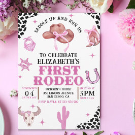 Invitación Pink Cowgirl First Rodeo Birthday Western Party 