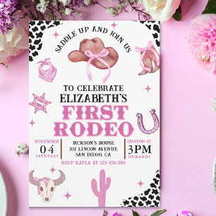 Invitación Pink Cowgirl First Rodeo Birthday Western Party 