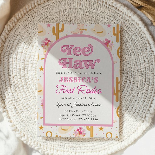 Invitación Pink Cowgirl First Rodeo Girl 1st Birthday (Subido por el creador)
