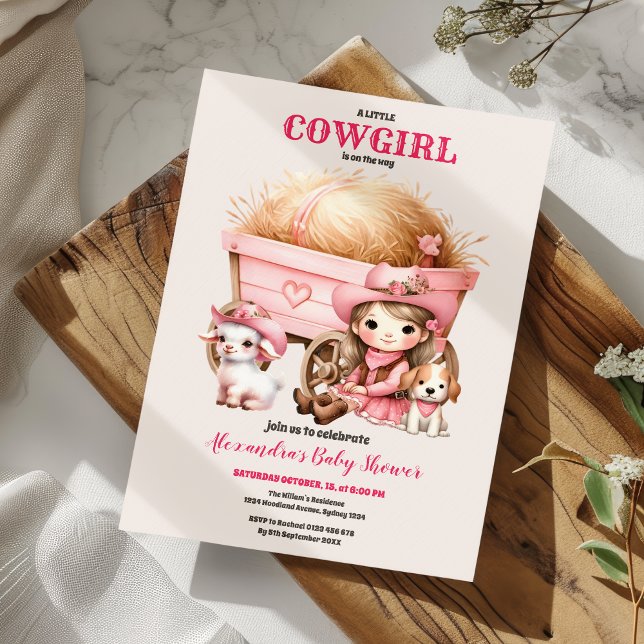 Invitación Pink Cowgirl Western Baby Shower (Subido por el creador)