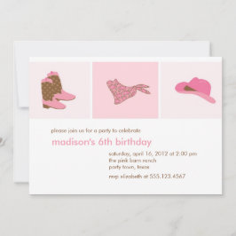 Invitación Pink Cowgirl Western Birday Party