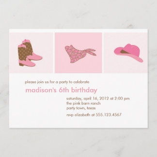Invitación Pink Cowgirl Western Birday Party