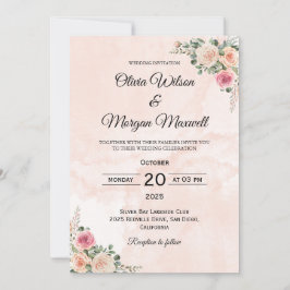 Invitación Pink Cream Floral Chic Wedding Invitation