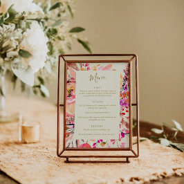 Invitación Pink Cream Watercolor Floral Custom Wedding Menu