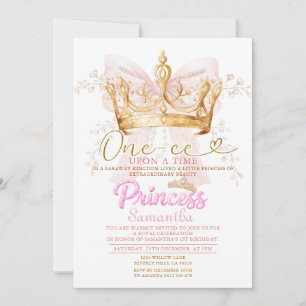 Invitación PINK CROWN Princesa One-ce Upon a Time