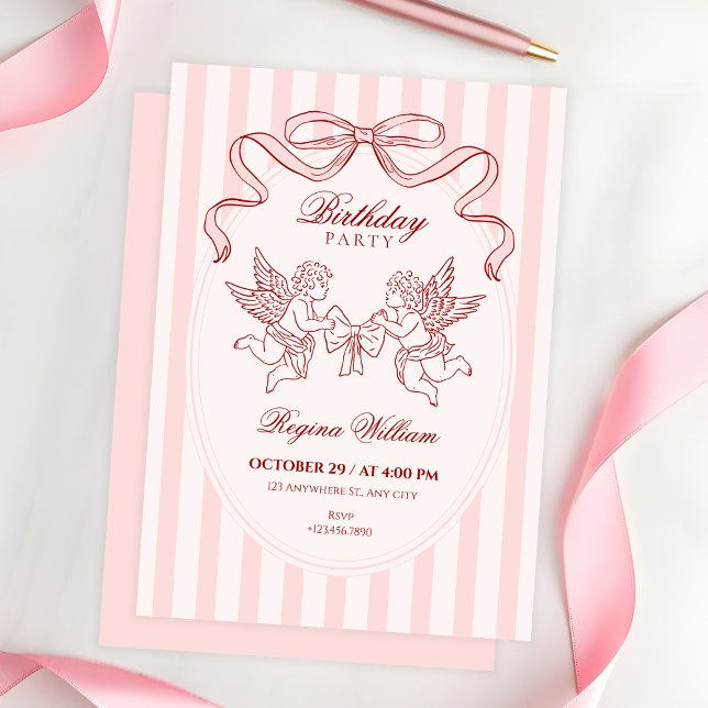 Invitación Pink Cupid angel birthday (Subido por el creador)
