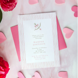 Invitación Pink Cupid Arrow & Stripes Valentine Bridal Shower