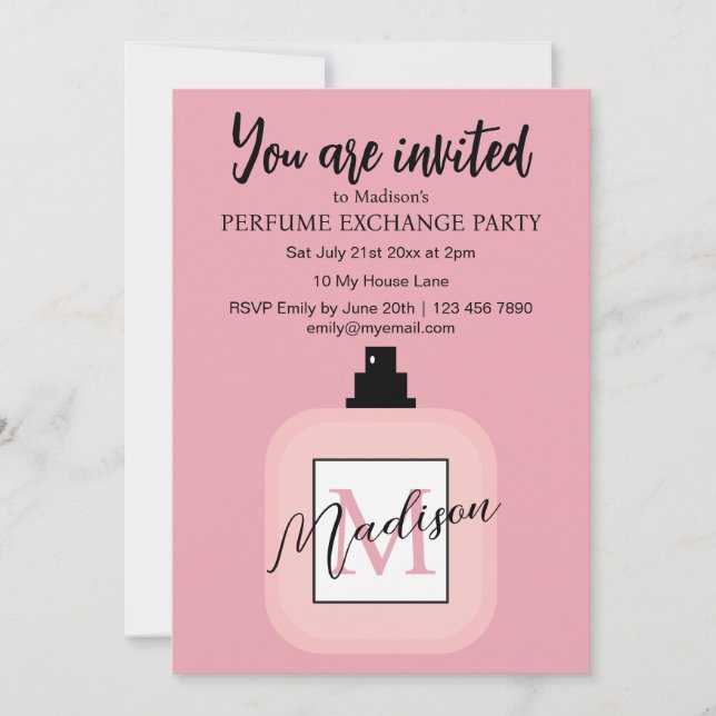 Invitación Pink Custom Perfume Exchange Party (Anverso)