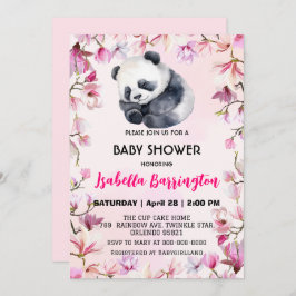 Invitación Pink Cute baby Panda flores bebé ducha niños