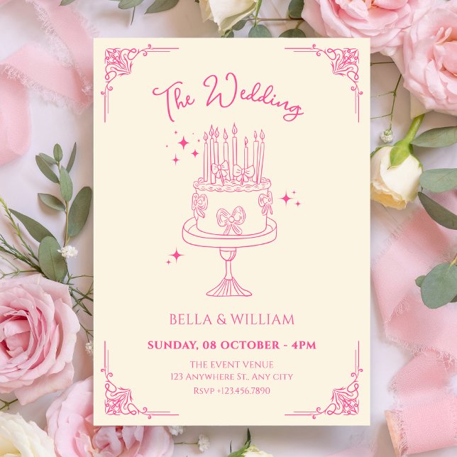 Invitación Pink cute cake wedding (Subido por el creador)