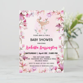Invitación Pink Cute deer faing dulce flor bebé ducha niños
