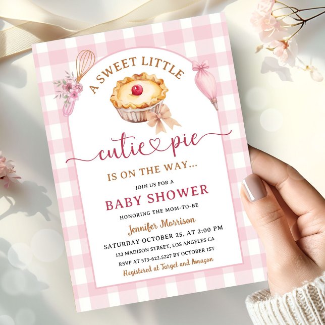 Invitación Pink Cutie Pie Baby Shower (Subido por el creador)