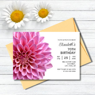 Invitación Pink Dahlia Floral Greenery 70 cumpleaños