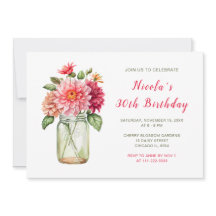 Pink Dahlias Mason Jar Birthday Party