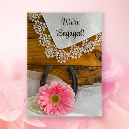 Invitación Pink Daisy and Lace Western Engagement Party