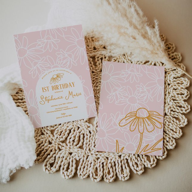 Invitación Pink Daisy Birthday Party (Subido por el creador)