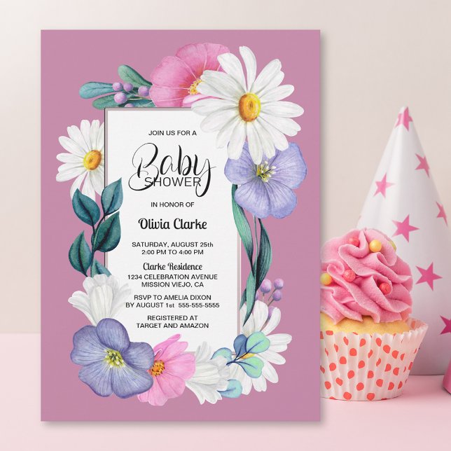 Invitación Pink Daisy Floral Baby Shower (Subido por el creador)
