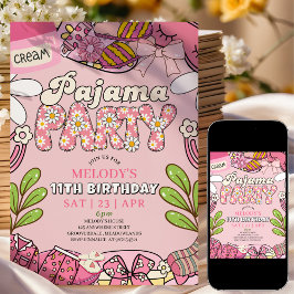 Invitación Pink Daisy Pajama Party Birthday 