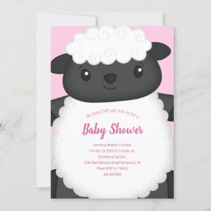 Invitación Pink de Baby Shower de ovejas