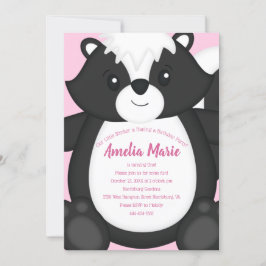Invitación Pink de la fiesta de cumpleaños del zorrillo