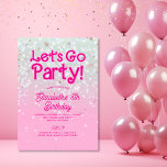 Invitación Pink de moda Let's Go Fiesta Birthday<br><div class="desc">Invitación de cumpleaños del Fiesta Pink Let's Go. ¡Personaliza con tus propios detalles!</div>