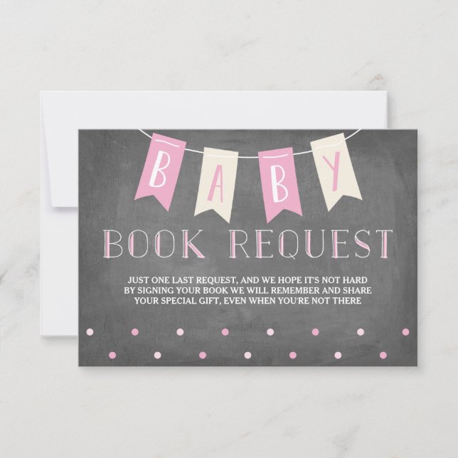 Invitación Pink de solicitud de libro de Baby Shower (Anverso)