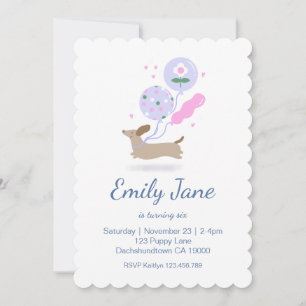 Invitación Pink del partido de cumpleaños Dachshund Lover per