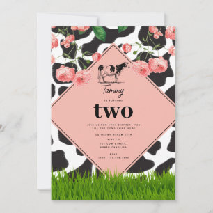 Invitación Pink del partido de cumpleaños de animales de la g