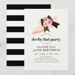 Invitación Pink Derby Gorra Rosa Partido del Cumpleaños