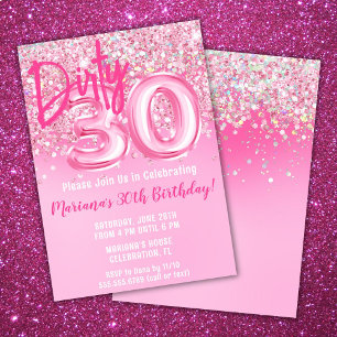 Invitación Pink Dirty 30 Treinta Birthday Invitation Purpurin